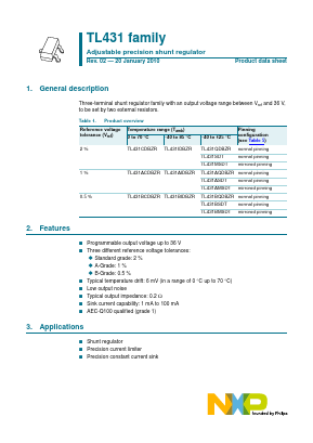TL431 Datasheet PDF NXP Semiconductors.