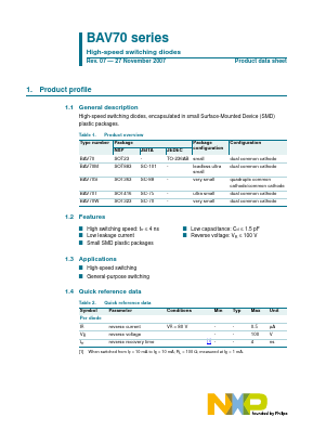 BAV70,215 Datasheet PDF NXP Semiconductors.