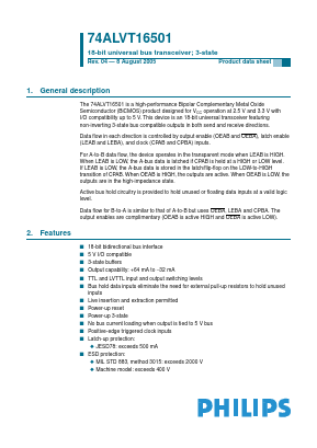 74ALVT16501DGG Datasheet PDF NXP Semiconductors.