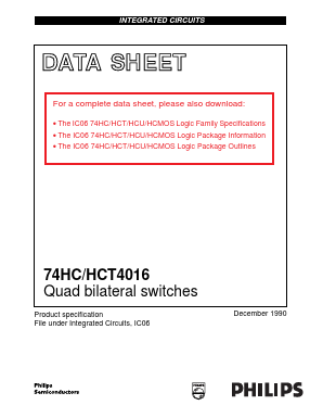 74HC4016N,652 Datasheet PDF NXP Semiconductors.