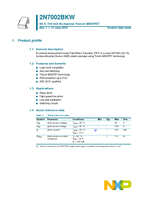 2N7002BKW,115 Datasheet PDF NXP Semiconductors.