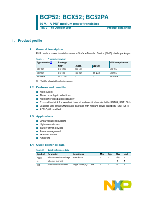 BCP52-10 Datasheet PDF NXP Semiconductors.