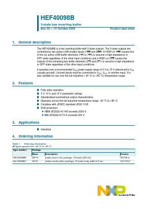 HEF40098B Datasheet PDF NXP Semiconductors.