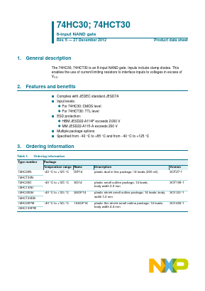 74HC30 Datasheet PDF NXP Semiconductors.