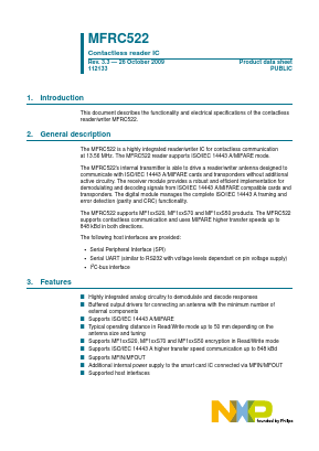 MFRC522 Datasheet PDF NXP Semiconductors.