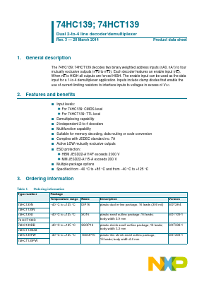 74HCT139D Datasheet PDF NXP Semiconductors.