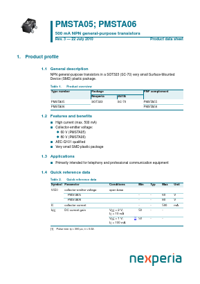 PMSTA06 Datasheet PDF NXP Semiconductors.