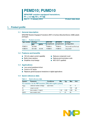 PUMD10 Datasheet PDF NXP Semiconductors.