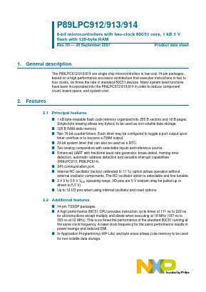 P89LPC913 Datasheet PDF NXP Semiconductors.