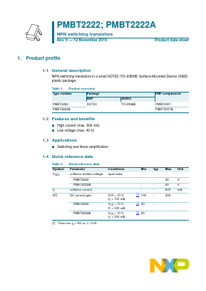 PMBT2222,215 Datasheet PDF NXP Semiconductors.