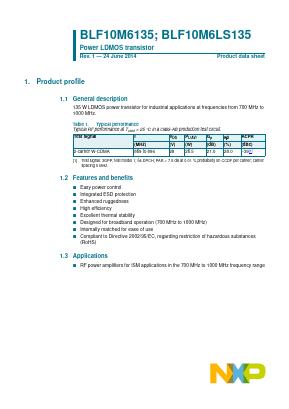 BLF10M6135 Datasheet PDF NXP Semiconductors.