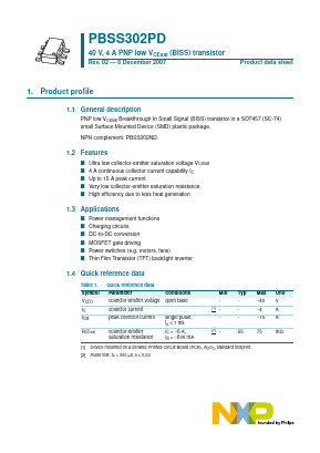 PBSS302PD Datasheet PDF NXP Semiconductors.