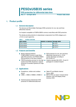 PESD2USB3S Datasheet PDF NXP Semiconductors.
