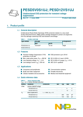 PESD12VS1UJ Datasheet PDF NXP Semiconductors.