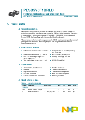 PESD5V0F1BRLD Datasheet PDF NXP Semiconductors.