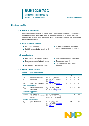 BUK6226-75C Datasheet PDF NXP Semiconductors.
