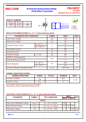 P0610BTF Datasheet PDF Niko Semiconductor