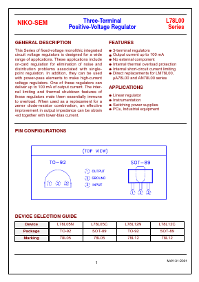 L78L05C Datasheet PDF Niko Semiconductor