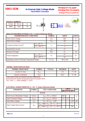 P0780ATF Datasheet PDF Niko Semiconductor