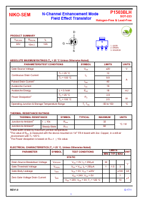P1503BLH Datasheet PDF Niko Semiconductor