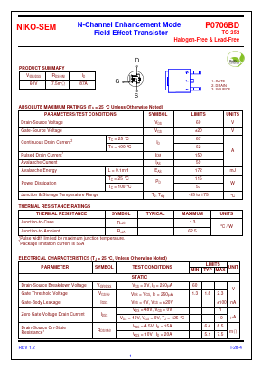P0706BD Datasheet PDF Niko Semiconductor