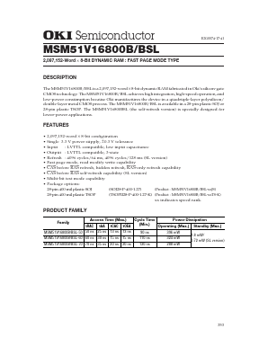 MSM51V16800B-60JS Datasheet PDF Oki Electric Industry