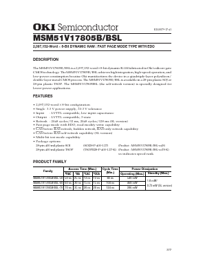 MSM51V17805BSL-60JS Datasheet PDF Oki Electric Industry