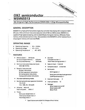 MSM65513 Datasheet PDF Oki Electric Industry