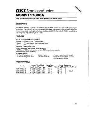MSM5117800A-70JS Datasheet PDF Oki Electric Industry