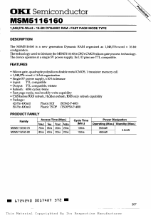 MSM5116160-70TK Datasheet PDF Oki Electric Industry