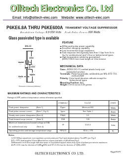 P6KE15CA Datasheet PDF Olitech Electronics Co.Ltd
