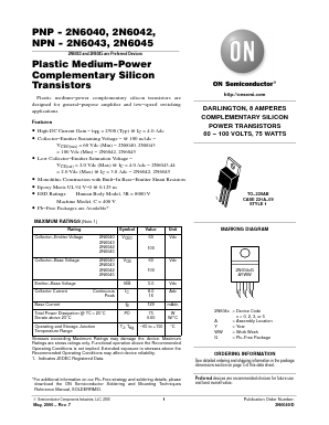 2N6042 Datasheet PDF ON Semiconductor