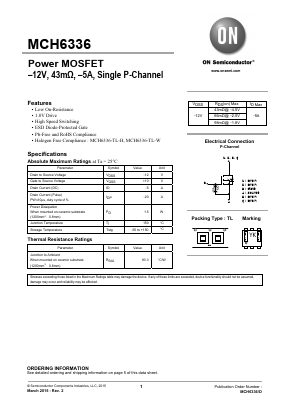 MCH6336-TL-W Datasheet PDF ON Semiconductor
