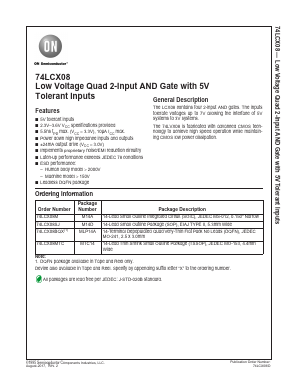 74LCX08MTC Datasheet PDF ON Semiconductor