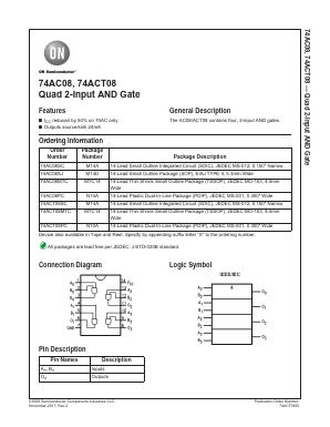 74AC08PC Datasheet PDF ON Semiconductor