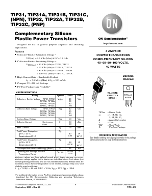 TIP31BG Datasheet PDF ON Semiconductor
