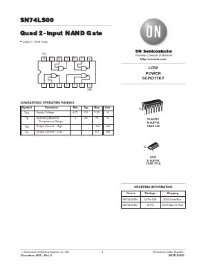 SN74LS00N Datasheet PDF ON Semiconductor