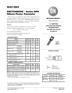 JE13003G Datasheet PDF ON Semiconductor