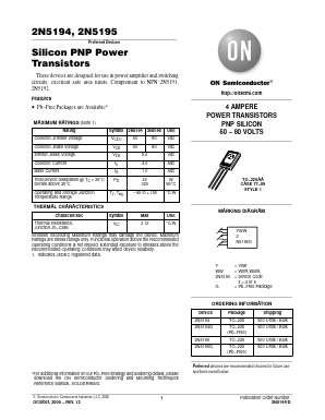 2N5194 Datasheet PDF ON Semiconductor