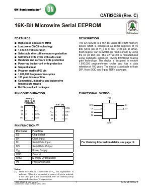CAT93C86XI-1.8-G Datasheet PDF ON Semiconductor