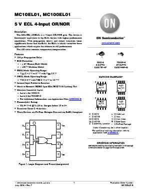 MC100EL01 Datasheet PDF ON Semiconductor