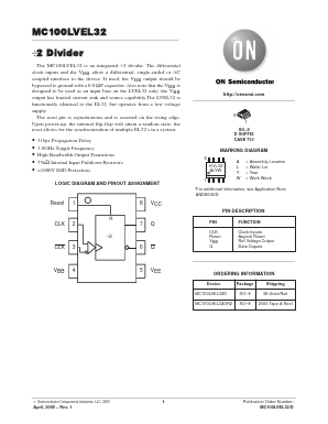 MC100LVEL32D Datasheet PDF ON Semiconductor