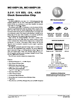 MC100EP139DTR2G Datasheet PDF ON Semiconductor