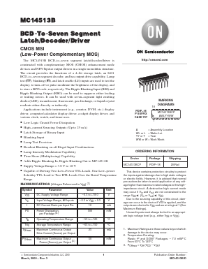 MC14513BCP Datasheet PDF ON Semiconductor