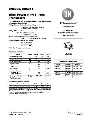 2N6341 Datasheet PDF ON Semiconductor