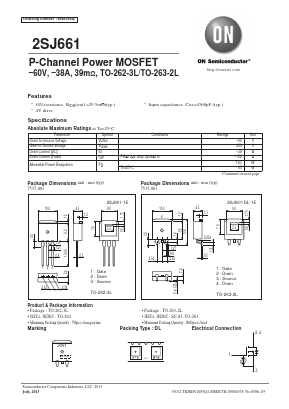 2SJ661 Datasheet PDF ON Semiconductor