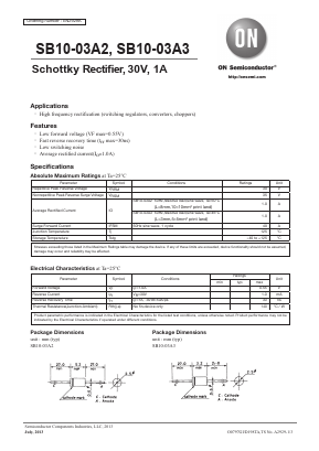SB10-03A3 Datasheet PDF ON Semiconductor