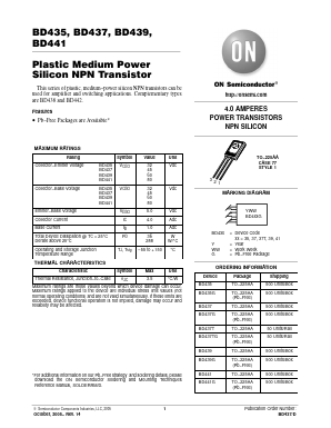 BD437G Datasheet PDF ON Semiconductor