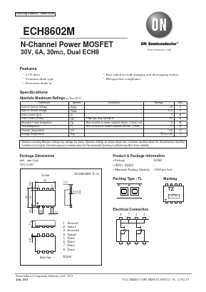 ECH8602M Datasheet PDF ON Semiconductor