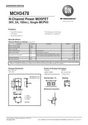 MCH3478-TL-W Datasheet PDF ON Semiconductor